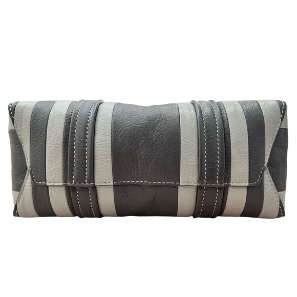 BALENCIAGA Small Barbes East-West Striped Shopper Tote Grey - Picture 2 of 5